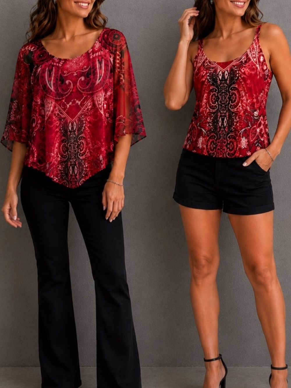 2 in 1 Tank & Blouse tops - Style & Co Tank Top & Shawl Cover Overlay Size Small